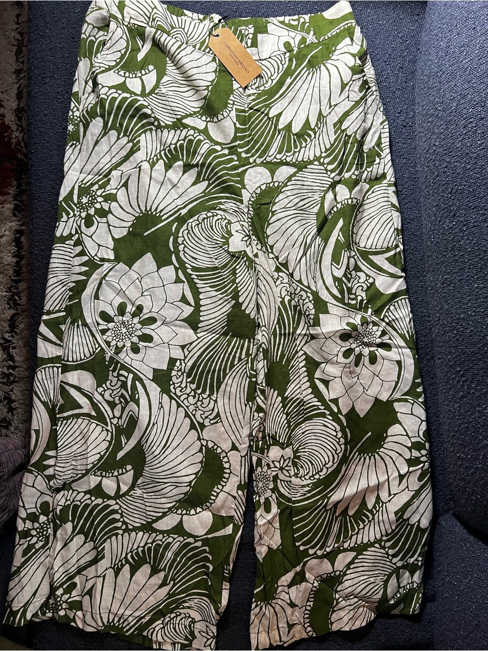 Green Floral Christian Siriano Print Wide Leg Women’s pants